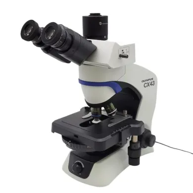 Olympus CX43 Trinocular Microscope with Phase Contrast and Fluorescence