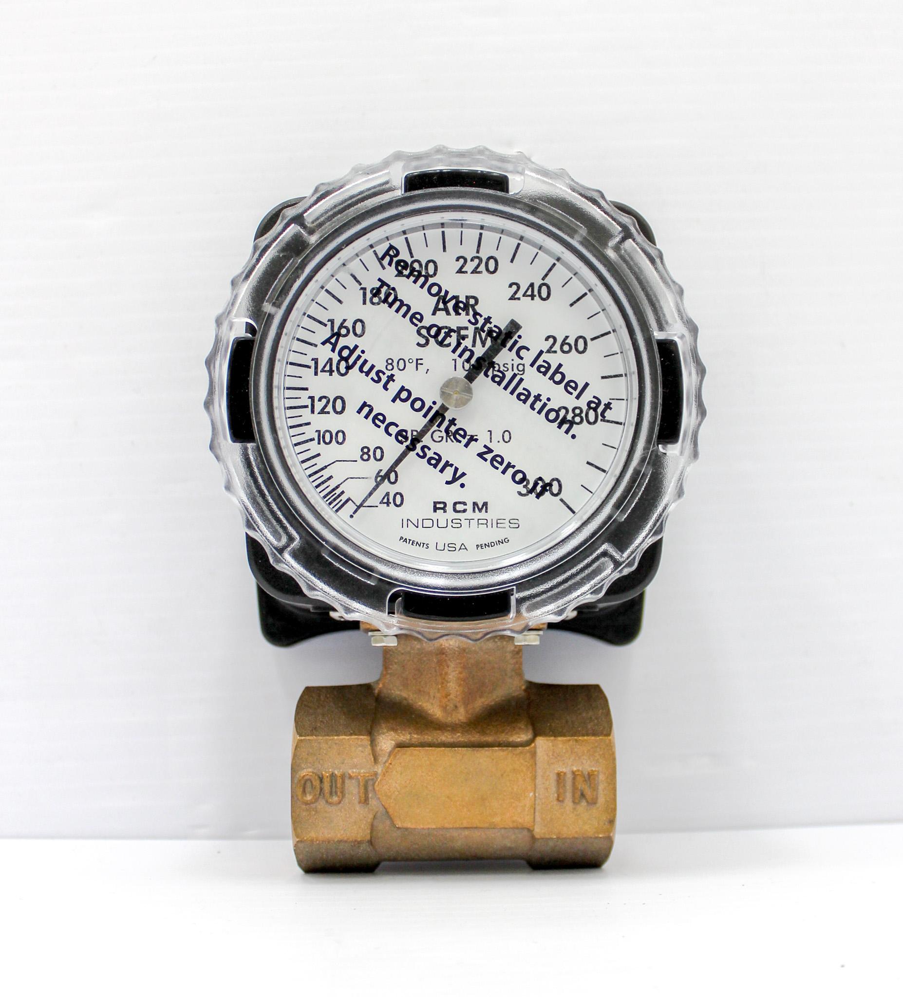 RCM Industries Flo Gage Flowmeter 3-20 GPM, 180 psi, 1-inch NPT Threaded Air and Liquid Flowmeter
