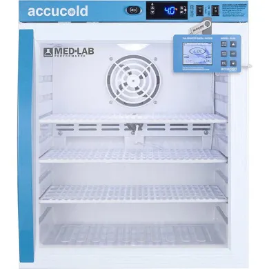 Accucold ARG1MLDL2B Compact Laboratory Refrigerator with Digital Data Logger, Glass Door