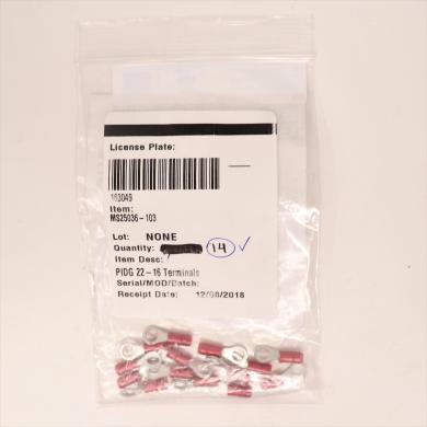 TE Connectivity MS25036-103 Red Ring Tongue Terminal, M5, 18 AWG PIDG Series (14 Pack)-cover
