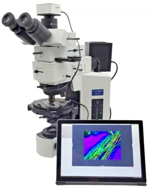 Olympus BX51 Polarizing Microscope with Bertrand Lens, BF/DF Illumination, and Camera