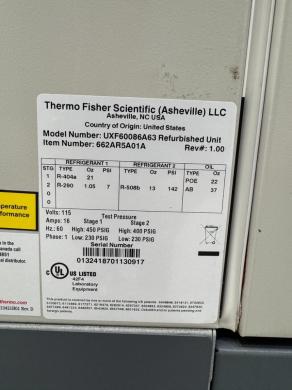 Thermo Revco UXF60086A63 Ultra Low Temperature -86°C Laboratory Freezer with Touchscreen Control-cover