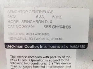 Beckman Coulter Spinchron DLX Benchtop Centrifuge for Laboratory Use, 8 of 19