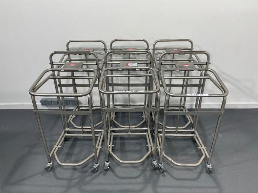 Set of 6 Stainless Steel Pedal Bin Trolley Carts with Caster Wheels and Pedal-Operated Lid-cover