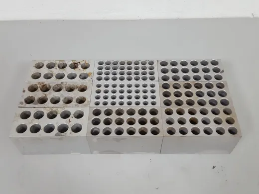 Multi Size Thermo-Block Heater Blocks Set (Lot of 9) for Laboratory Heating Applications