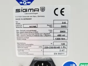 SciQuip Sigma 2-5 Benchtop Centrifuge for Laboratory Sample Preparation, 6 of 10