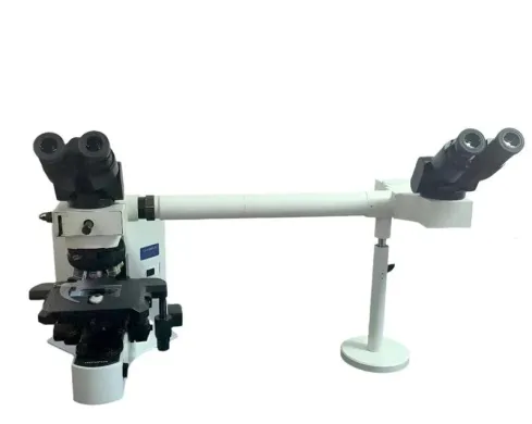 Olympus BX41 Compound Microscope with Dual Head Bridge and LED Side-by-Side Pointer