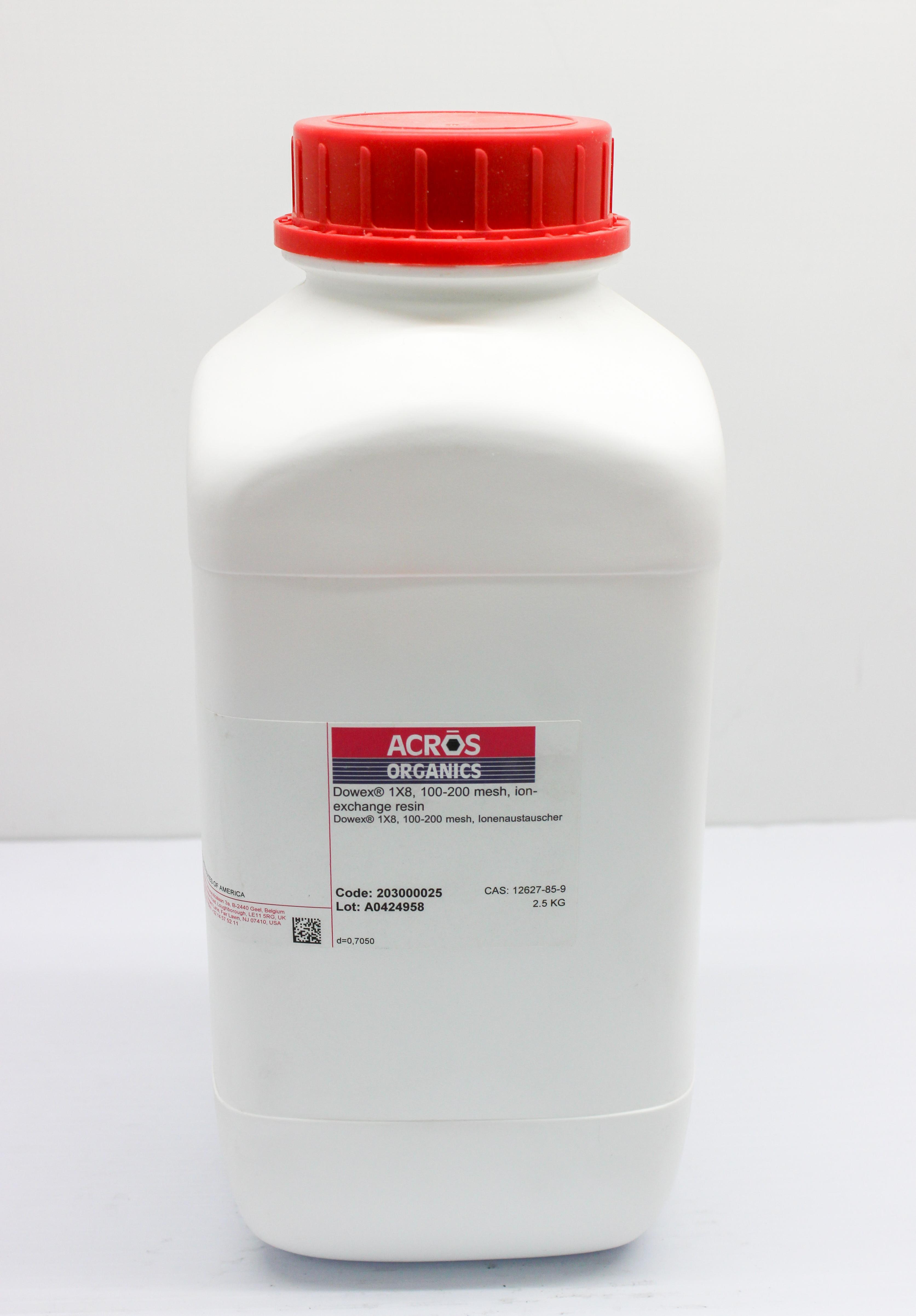 Acros Organics Dowex 1X8 Strongly Basic Anion-Exchange Resin 100-200 Mesh 2.5 kg