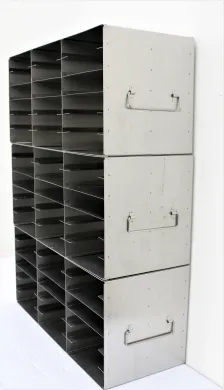 Stainless Steel Upright ULT Freezer Rack Holds 18 Boxes for -80°C Storage