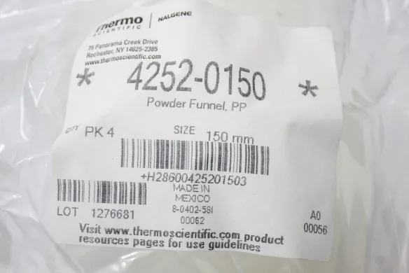 Thermo Scientific Nalgene Polypropylene 150mm Laboratory Powder Funnel Model 4252-0150