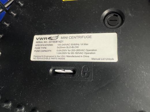 VWR Mini Centrifuge for Rapid Microtube Spin-down, 110-240 VAC-cover