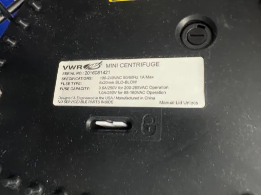 VWR Mini Centrifuge for Rapid Microtube Spin-down, 110-240 VAC
