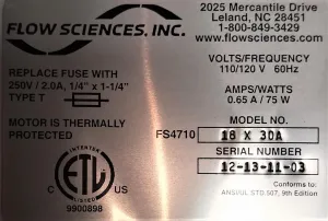 Flow Sciences FS4710 / FS11300A Dual HEPA BIBO Balance Enclosure with FS1645 Air Monitor, 6 of 8