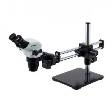 Unitron Z645 Zoom Stereo Microscope with Ball Bearing Boom Stand for Industrial Use