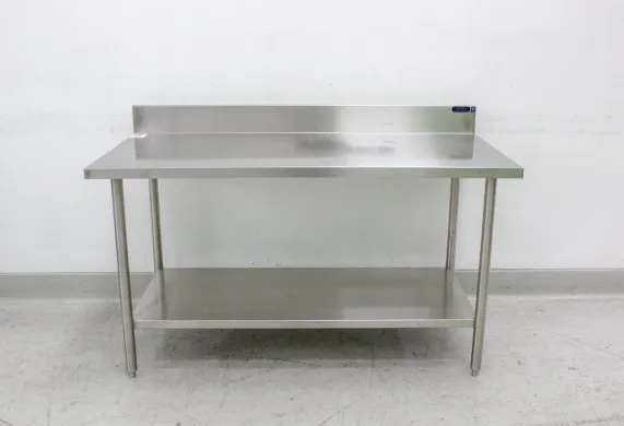 Amtekco Stainless Steel Laboratory Table with Backsplash and Lower Storage Shelf