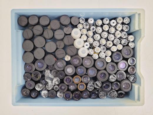 Lot of 65 Olympus and Nikon Microscope Objectives with 52 Eyepieces-cover