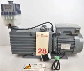 Edwards E2M28 Dual Stage Rotary Vane Mechanical Vacuum Pump with EMF20 Oil Mist Filter (21 CFM), 3 of 9