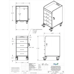 TrippNT Polyethylene Compact Locking Laboratory Cart with 4 Locking Drawers, 14"x27"x19", 7 of 10