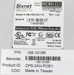 Sixnet EB-PSE-24V-1B Industrial PoE Power Injector with 2 IEEE 802.3af Ports, 3 of 12