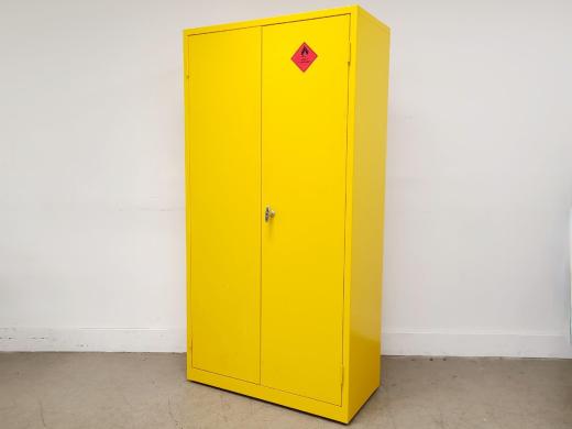 Yellow Solvent Cabinet Chemical Storage with 3 Shelves and Security Keys-cover