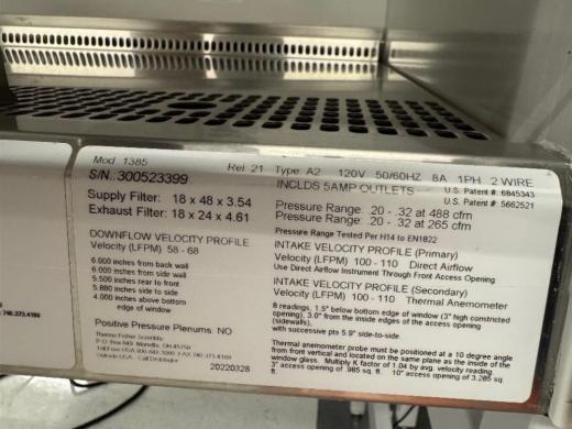 Thermo Fisher Scientific 1300 Series A2 4' Class II Biosafety Cabinet Model 1385-cover