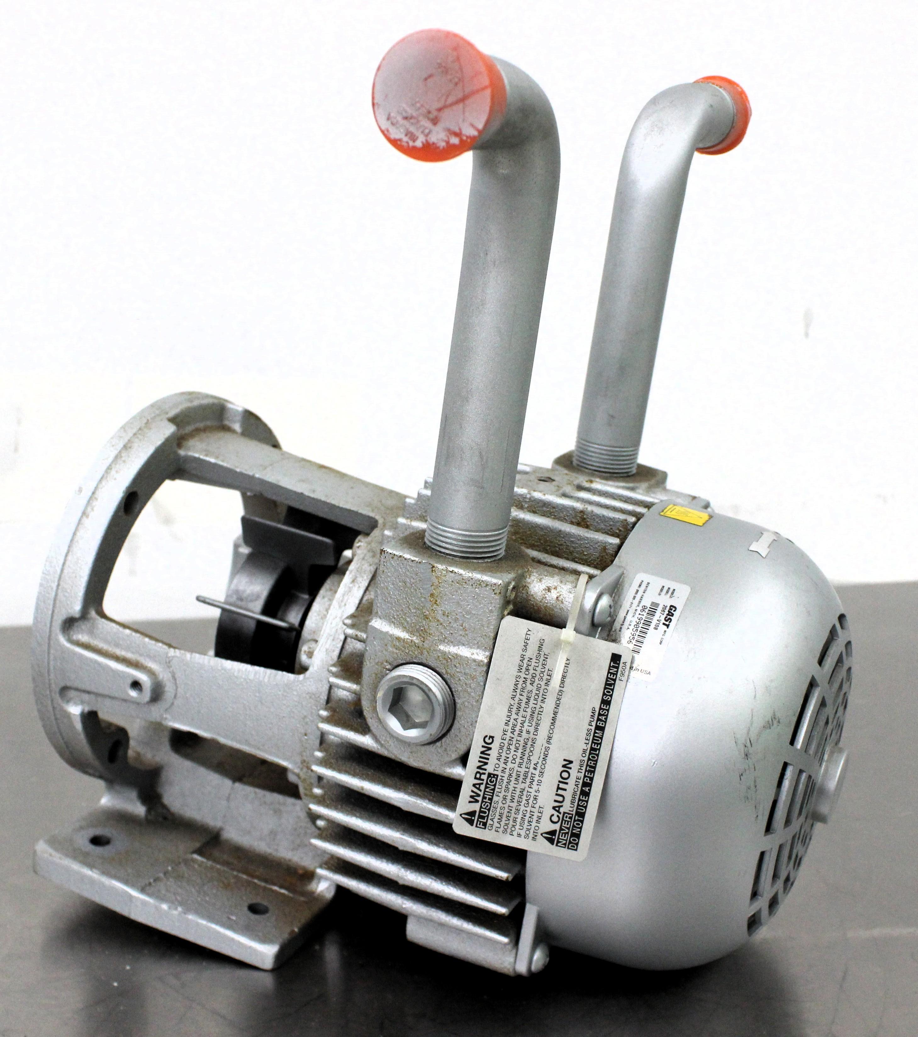 Gast 2067-V108 Rotary Vane Vacuum Pump with Self-Lubricating Vanes, 1725 RPM, 1 HP Output