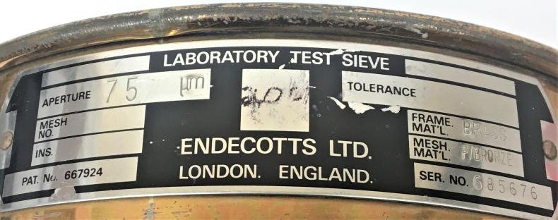 Endecotts #200 Brass-Bronze 8" Extra-Depth Test Sieve with 75μm Aperture-cover