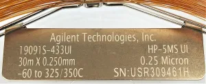 Agilent HP-5MS UI (19091S-433UI) Ultra Inert GC Capillary Column, 30M x 0.25mm x 0.25µm, 2 of 12