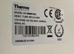 Thermo Scientific Tube Revolver Lab Rotator 88881001 with Adjustable Paddle Angles, 10 of 10