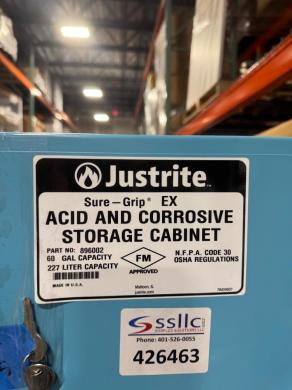 Justrite 896002 60 Gallon Acid and Corrosive Storage Cabinet, OSHA & NFPA Compliant-cover