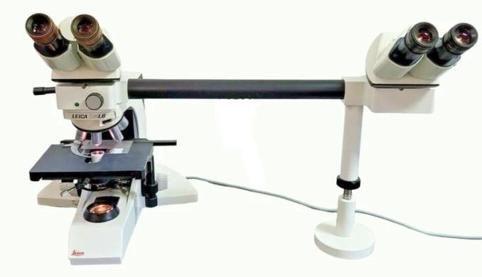 Leica DMLB Pathology Microscope with Side by Side Bridge and 2X Objective-cover