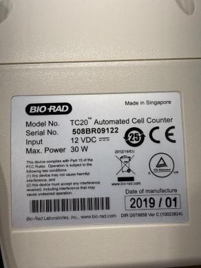 Bio-Rad TC20 Automated Cell Counter with Touchscreen Interface-cover