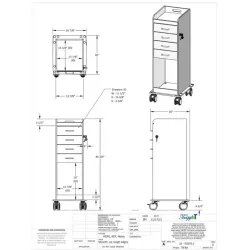 TrippNT TL 6D Mobile Laboratory Cart with Six Locking Drawers and Corrosion-Resistant HDPE Construction, 9 of 9