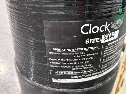 Clack 8X44 Water Treatment Vessel on Wheeled Frame for Laboratory Water Filtration-cover