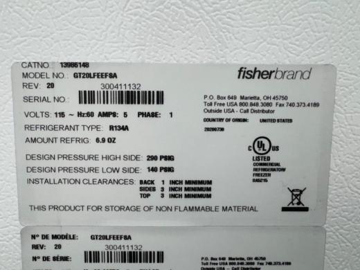 Fisherbrand Isotemp -20C Freezer-cover