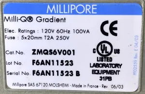 Millipore Milli-Q Gradient A10 Ultrapure Water Purification System with Built-In Dispenser and TOC Monitoring, 14 of 14