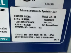 Bahnson ES2000 AM-BT Environmental Chamber, 6 of 6