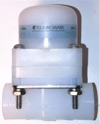 Fluoroware Fluoroplastics 202-1 Pneumatic Diaphragm Valve, 1/2" Orifice, 2-Way, 4 of 9