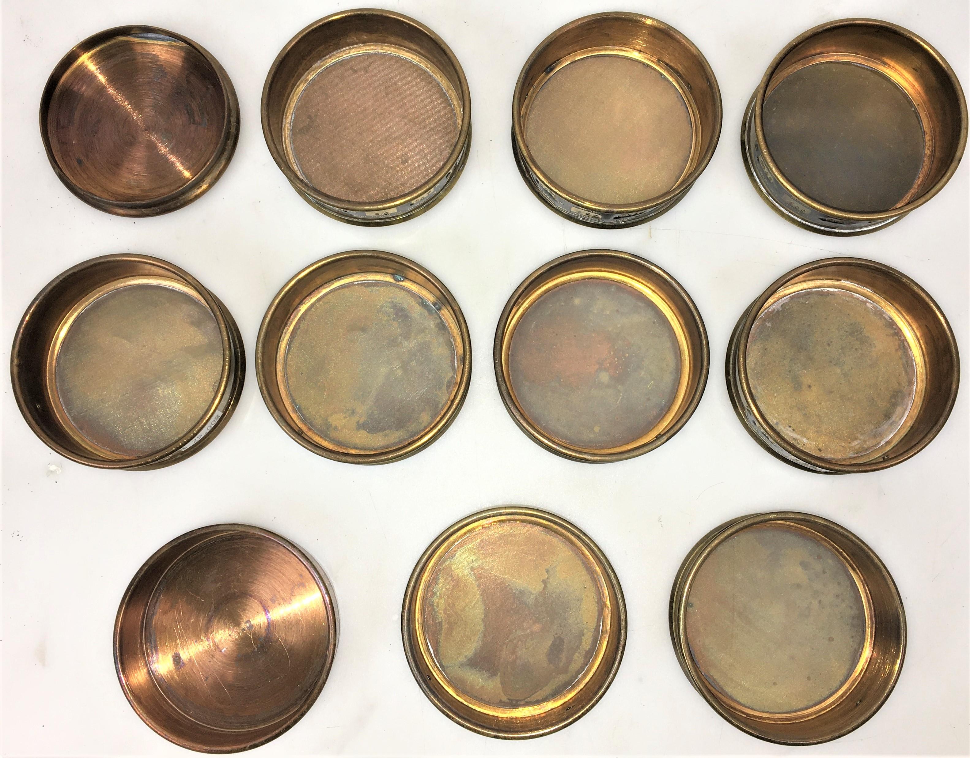 Newark Brass Sieve Kit - 3" Diameter, Set of 9, ASTM E-11 Compliant