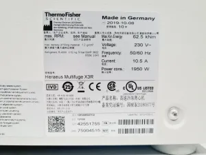 Thermo Scientific Heraeus Multifuge X3R Refrigerated Benchtop Centrifuge, 6 of 16
