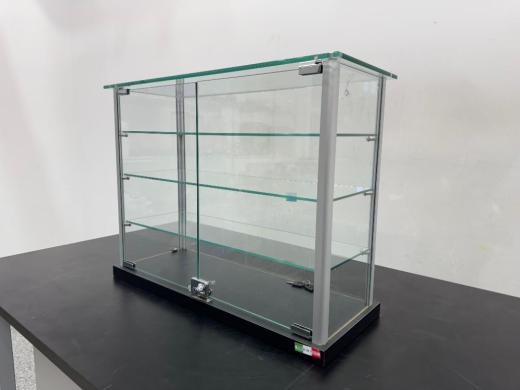 Glass Display Case with Sliding Doors and Lock-cover