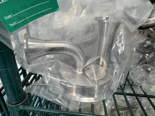 Miscellaneous Bioreactor Parts Kit with Valves, Sensors, and Connectors on Rolling Cart