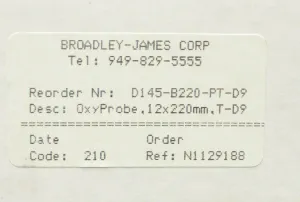 Broadley-James D145-B220-PT-D9 Autoclavable Dissolved Oxygen Sensor with Right-Angle Connector, 8 of 9