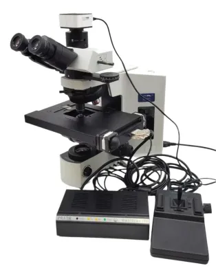 Olympus BX51 Polarizing Microscope with Prior ProScan III Motorized Stage and Tucsen 5MP Camera