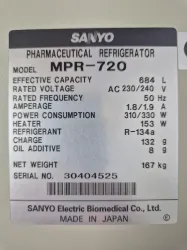Sanyo MPR-720 Labcool Pharmaceutical Laboratory Refrigerator with Precise Temperature Control, 12 of 12