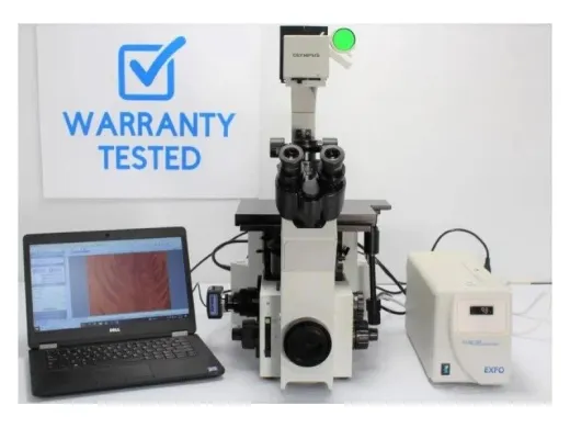 Olympus IX70 Inverted Fluorescence Microscope with EXFO X-Cite 120W Metal Halide Illumination and New Filter Sets