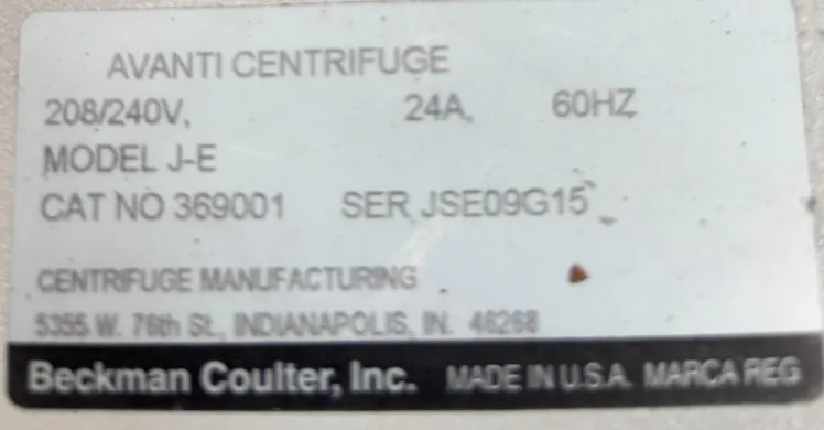 Beckman Coulter Avanti-JE Highspeed High-Speed Laboratory Centrifuge
