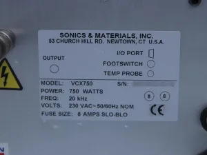 SONICS Vibra Cell VCX750 Ultrasonic Processor with Digital Timer and Temperature Control, 8 of 8