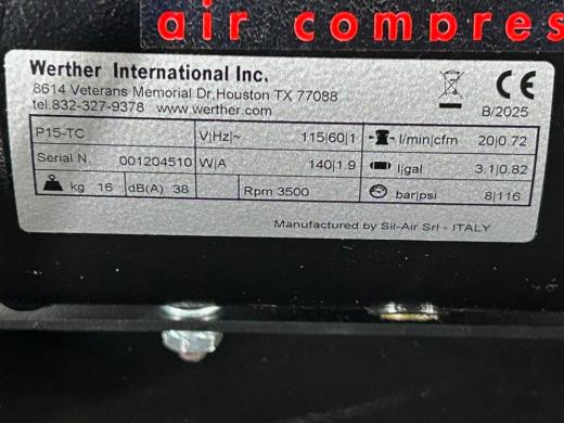 Werther Panther P15-TC Laboratory Air Compressor with Integrated Filtration and Pressure Regulation-cover