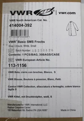 VWR Basic Frocks 113-1156 Multi-Layer SMS Laboratory Fluid Barrier Apparel